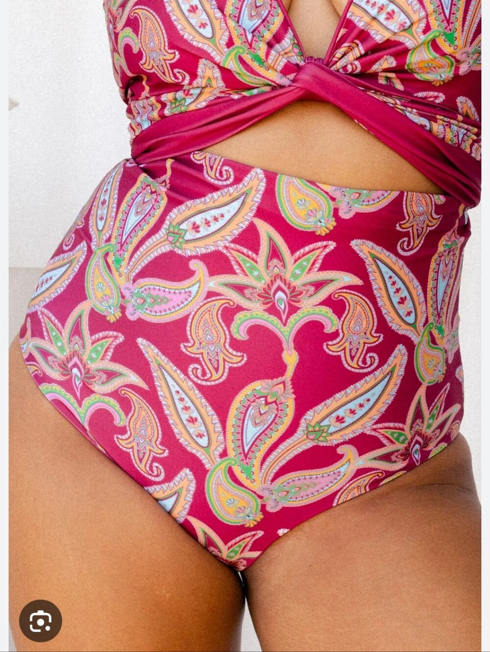 Baiia Sangria Pink Reversible Bikini Bottoms In Paisley Print 16 High Waist